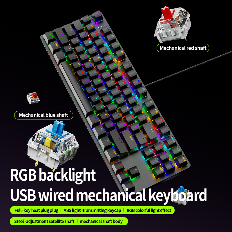 Keyboard Gaming Blue Switch - Механическая игровая клавиатура AK87 с возможностью